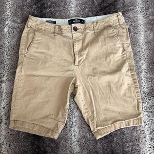 Hollister Men's Tan Flat Front Skinnny Fit Chino Shorts